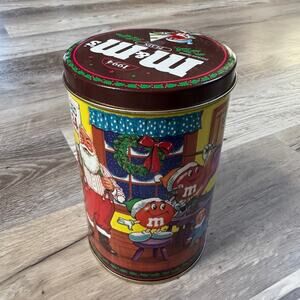 Vintage 1994 M&M’s Christmas Holiday Tin Santa Candy Canister
